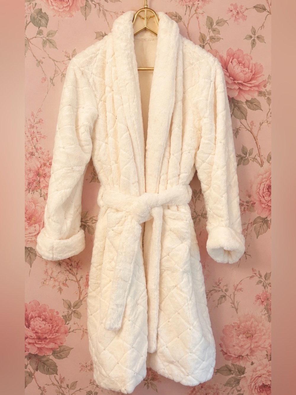 LoveShackFancy x Potterybarn Pearl Robe furry quilted soft comfy lined small